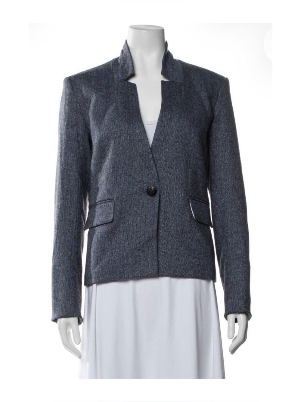 Veronica Bears Farley Herringbone Ucollar Blazer 6